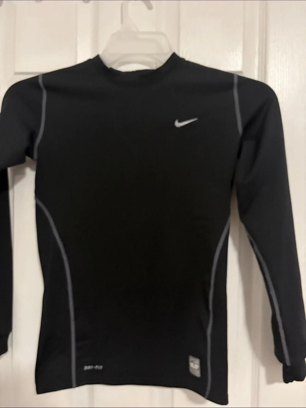 Nike Black Long-Sleeve Dri-FIT Compression Shirt with Gray Piping
